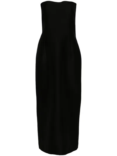 The Row Reeta Wool And Silk Maxi Dress In Black