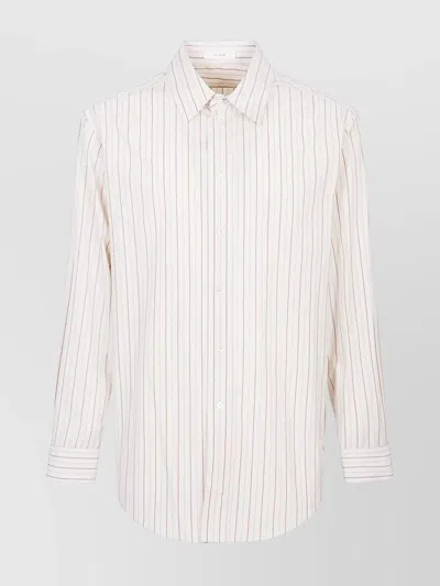 The Row Striped Long Sleeve Button-down Collar Shirt In White