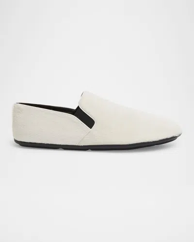 The Row 10mm Vincit Pony Hair Slip-on Loafers In White