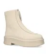 THE ROW ZIPPED LEATHER ANKLE BOOTS 50