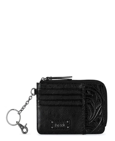 The Sak Women's Iris Leather Card Case Wallet In Black Leaf Emboss 1