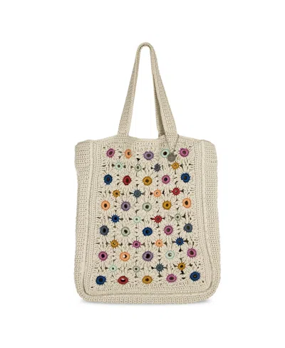 The Sak Women's Lanie Crochet Small Tote Bag In Natural Multi Flowers