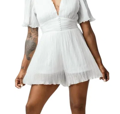 The Sang Pleated Plunge Romper In White