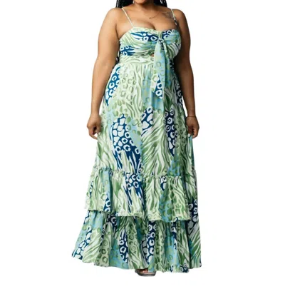 The Sang Sleeveless Maxi Dress In Green Multi
