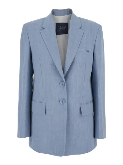 The Seafarer Light Blue Jacket With Classic Lapels And Chest Pocket In Fabric Woman