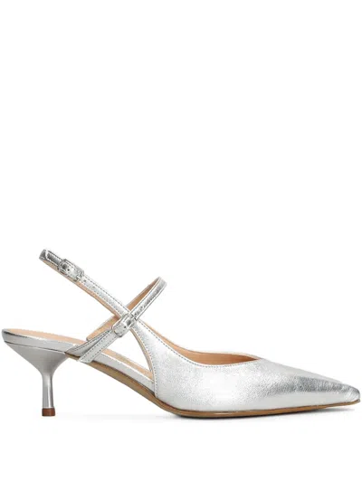 The Seller 60mm Metallic Slingback Pumps In Silver