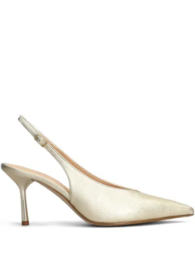 The Seller 80mm Metallic Slingback Pumps In Platinum