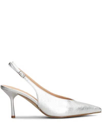 The Seller 80mm Metallic Slingback Pumps In Silver