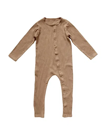 The Simple Folk Kids' Baby Boy And Baby Girl Organic Cotton Ribbed Pajama In Clay