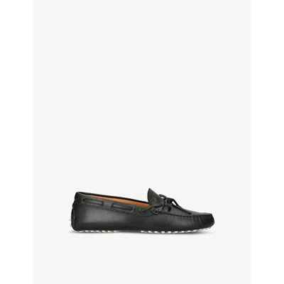 Tod's Ods Black Kids' Laccetto Nuovo Leather Driving Shoe Eur 28 / 10 Uk
