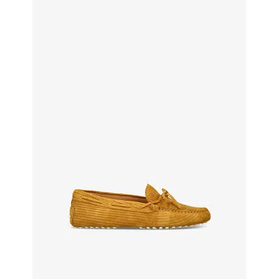 Tod's Ods Mustard Kids' Laccetto Nuovo Suede Driving Shoe Eur 33 / 1 Uk