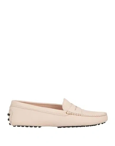 Tod's Leather Driver Penny Loafers In Pale Pink Leather