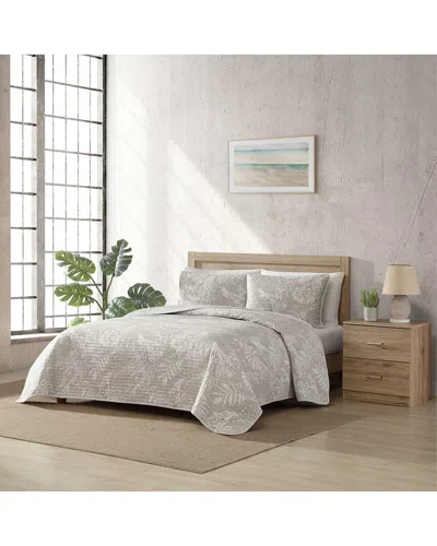 Tommy Bahama 136 Thread Count Jungle Toile Cotton Reversible Quilt Set In Neutral