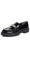 TORY BURCH CLASSIC EMBELLISHED LUG LOAFERS PERFECT BLACK