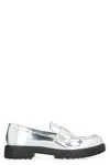 Tory Burch Metallic Medallion Classic Lug-sole Loafers In Silver