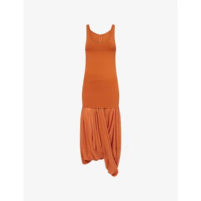 Totême Womens Terracotta Cocoon Draped Woven Tank Dress In Brown