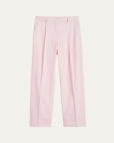 Totême Slant-pocket Pleated Straight-leg Cotton Trousers In Lightpastel Red