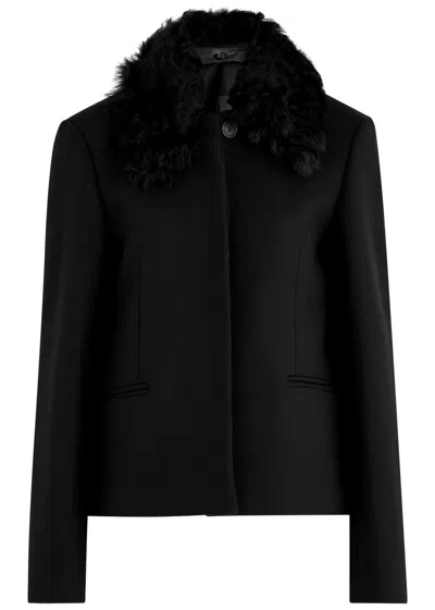 TOTÊME TOTEME SHEARLING-TRIMMED WOOL-BLEND JACKET