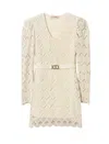 Twinset Twin-set Beige Lace Mini Dress With Scalloped Hem