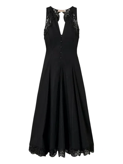Twinset Twin-set Fitted Black Dress With Lace Detailing