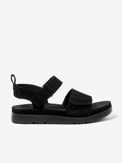 Ugg Kids' Suede Touch Strap Sandals In Black