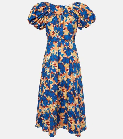 Ulla Johnson Imara Floral Cotton Poplin Midi Dress In Multicolor