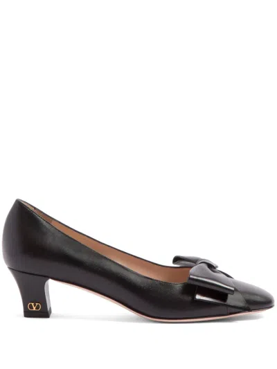 Valentino Garavani Bowow 45 Bow-embellished Leather Pumps In Black