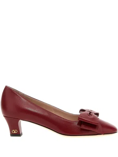 Valentino Garavani Bowow 45 Bow-embellished Leather Pumps In Red