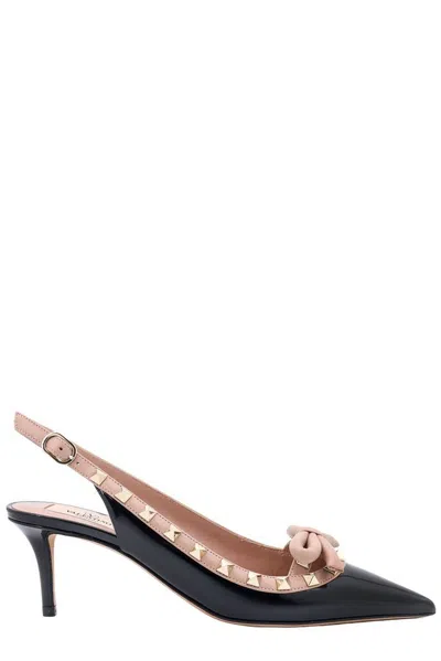 Valentino Garavani Valentino Rockstud 60 Patent Slingback Pump In Black
