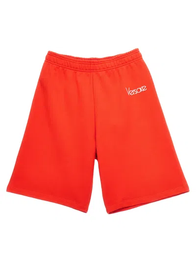 Versace Kids' 90s Vintage Logo Bermuda Shorts In Red
