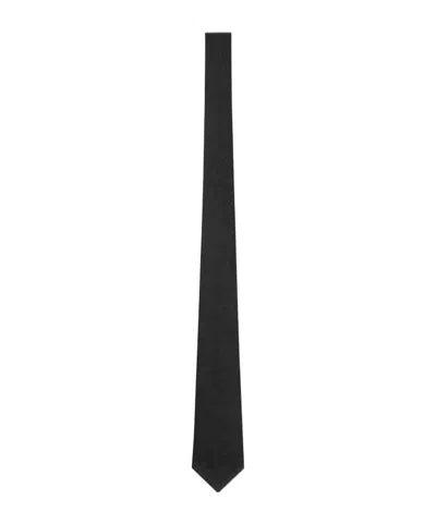 Versace Barocco Silk Tie In Black