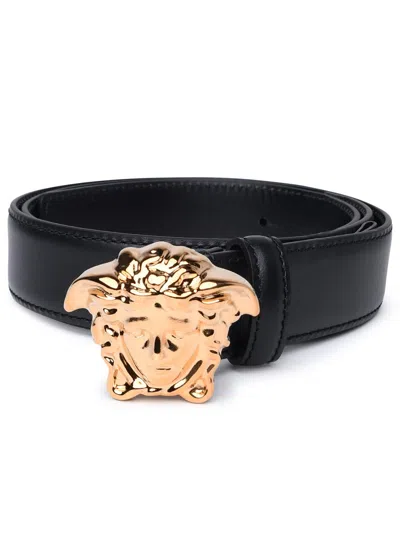 Versace Black Leather Belt Men