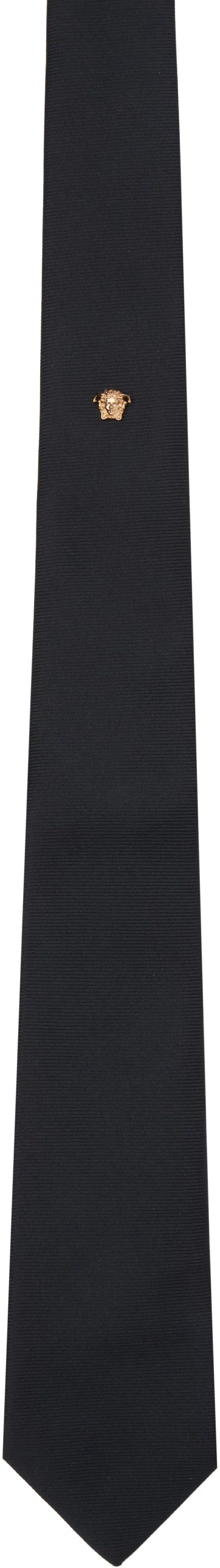 Versace Black Medusa Silk Tie In 1b00f-black-gold
