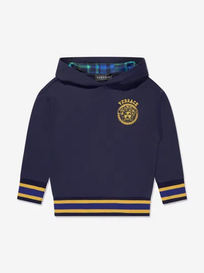 Versace Kids' Jellyfish Sweatshirt Inside Tartan In Navy
