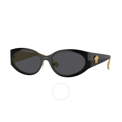 Versace Dark Grey Oval Men's Sunglasses Ve2263 143387 56 In Black