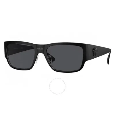 Versace Dark Grey Square Men's Sunglasses Ve2262 126187 56 In Black / Dark / Grey