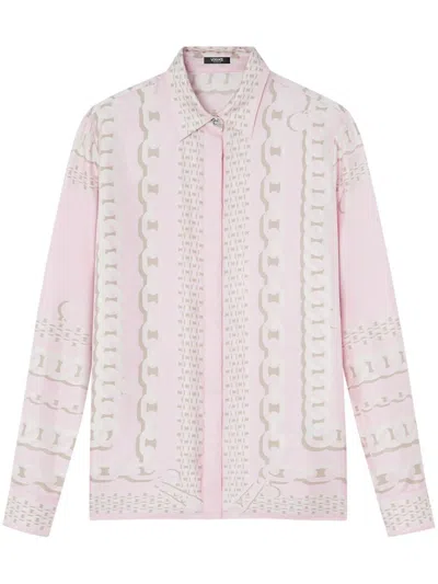 Versace Treasure Foulard Silk Twill Formal Shirt In Multicolor