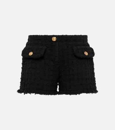 Versace Heritage Cotton-blend Tweed Shorts In Black