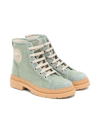 Versace Kids' La Medusa Boots In Green
