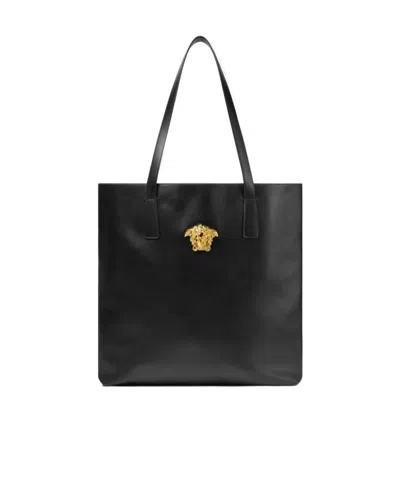 Versace La Medusa Tote Bag In Black