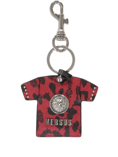 Versace Leather Keyring In Red
