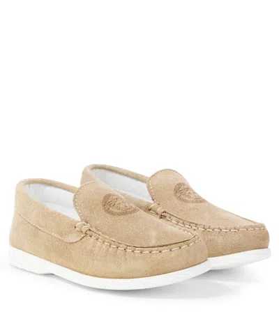 Versace Kids' Medusa Suede Loafers In Brown