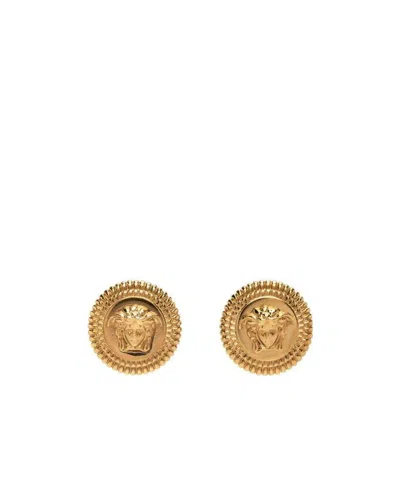 Versace Medusa Head-detail Stud Earrings In Yellow