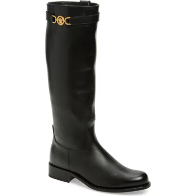 Versace Black Medusa '95 Knee High Tall Boots