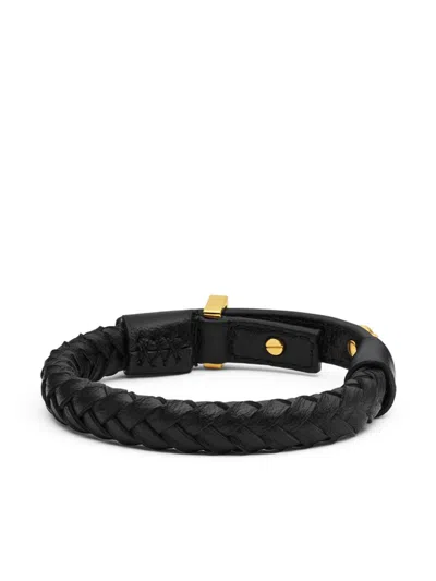 Versace Medusa Leather Bracelet In Black