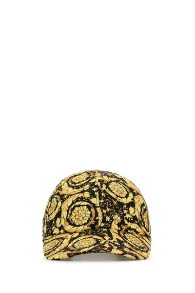 Versace Men Printed Polyester Baseball Cap In Multicolor