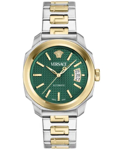 Versace Men's Swiss Automatic Dylos Two-tone Stainless Steel Bracelet Watch 42mm In Two Tone