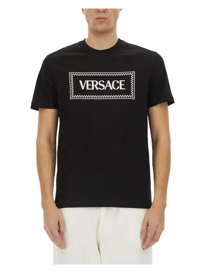 VERSACE MEN'S TSHIRT WITH 90S VINTAGE EMBROIDERED LOGO