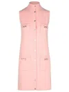 Versace Wool Blend Dress Decorative Buckles In Pink