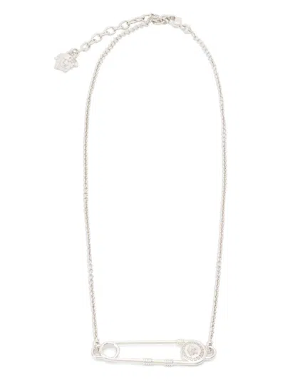 Versace Statement-pendant Necklace In Silber
